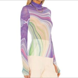 AFRM Zadie purple mesh psychedelic long sleeve top
